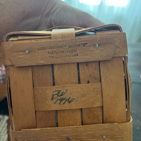Longaberger Woven Basket Set with Floral Trim - Picture 3 of 5